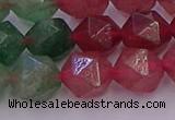 CBQ684 15.5 inches 12mm faceted nuggets mixed strawberry quartz beads