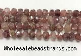 CBQ711 15.5 inches 6*10mm - 8*11mm faceted tyre strawberry quartz beads