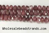 CBQ712 15.5 inches 6*12mm - 8*13mm faceted tyre strawberry quartz beads