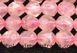 CBQ718 15.5 inches 6mm faceted nuggets strawberry quartz beads