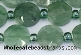 CBQ754 15.5 inches 10mm faceted coin green strawberry quartz beads