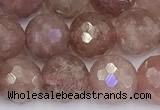 CBQ763 15 inches 9mm faceted round strawberry quartz beads