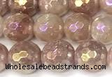 CBQ776 15 inches 8mm faceted round AB-color strawberry quartz beads