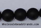 CBS07 15.5 inches 16mm round black stone beads wholesale