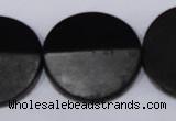 CBS21 15.5 inches 30mm coin black stone beads wholesale