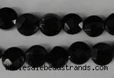 CBS292 15.5 inches 10mm faceted coin blackstone beads wholesale