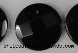 CBS300 15.5 inches 35mm faceted coin blackstone beads wholesale