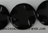 CBS330 15.5 inches 30mm wavy coin blackstone beads wholesale