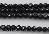 CBS503 15.5 inches 4mm faceted round A grade black spinel beads