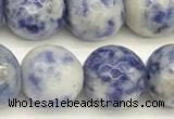 CBS614 15 inches 12mm faceted round blue spot stone beads