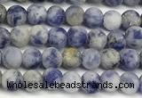 CBS616 15 inches 4mm round matte blue spot stone beads