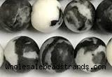 CBW193 15 inches 10mm round matte black & white jasper beads