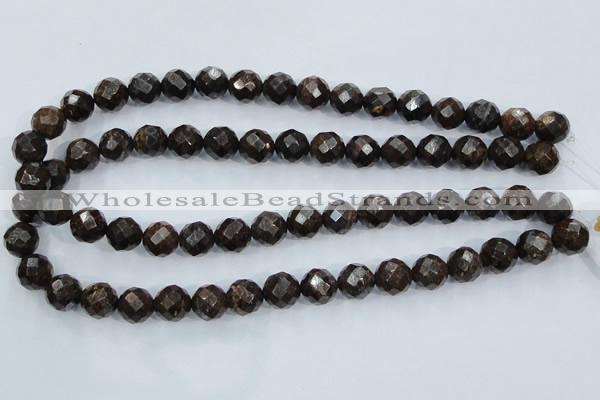 CBZ106 15.5 inches 12mm faceted round bronzite gemstone beads