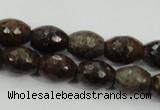 CBZ108 15.5 inches 10*13mm faceted rice bronzite gemstone beads