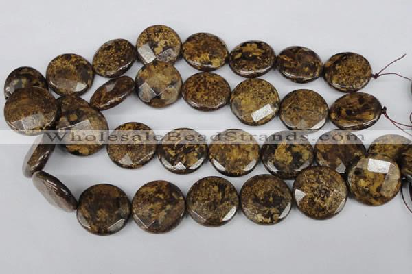 CBZ434 15.5 inches 25mm faceted coin bronzite gemstone beads