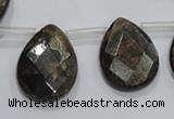 CBZ507 Top-drilled 13*18mm faceted flat teardrop bronzite gemstone beads