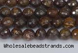 CBZ610 15.5 inches 4mm faceted round bronzite gemstone beads