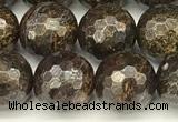 CBZ631 15 inches 8mm faceted round bronzite beads wholesale