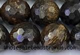 CBZ642 15 inches 10mm faceted round bronzite gemstone beads