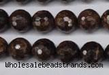 CBZ96 15.5 inches 12mm faceted round bronzite gemstone beads