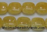 CCA14 15.5 inches 15*15mm square double drilled yellow calcite beads