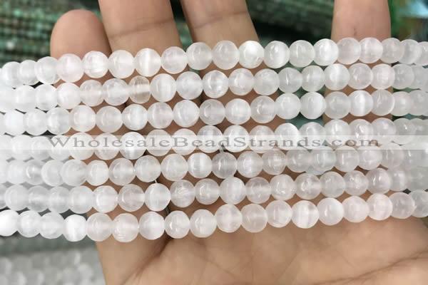 CCA361 15.5 inches 6mm round white calcite gemstone beads