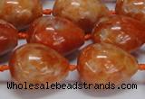 CCA463 15.5 inches 15*20mm teardrop orange calcite gemstone beads