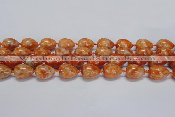 CCA463 15.5 inches 15*20mm teardrop orange calcite gemstone beads