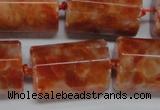 CCA471 15.5 inches 15*22mm faceted tube orange calcite gemstone beads