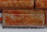 CCA472 15.5 inches 16*40mm faceted tube orange calcite gemstone beads