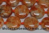 CCA475 15.5 inches 15mm flat round orange calcite gemstone beads