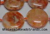 CCA476 15.5 inches 20mm flat round orange calcite gemstone beads