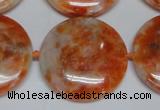 CCA478 15.5 inches 30mm flat round orange calcite gemstone beads