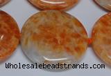 CCA479 15.5 inches 35mm flat round orange calcite gemstone beads