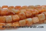 CCA56 15.5 inches 8*8mm square orange calcite gemstone beads