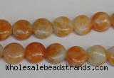 CCA63 15.5 inches 10mm flat round orange calcite gemstone beads