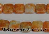 CCA72 15.5 inches 12*12mm square orange calcite gemstone beads