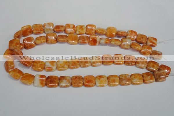 CCA73 15.5 inches 14*14mm square orange calcite gemstone beads