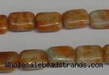 CCA75 15.5 inches 10*14mm rectangle orange calcite gemstone beads