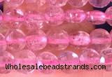 CCB1040 15 inches 4mm faceted coin strawberry quartz beads