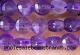 CCB1045 15 inches 4mm faceted coin amethyst beads