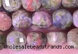 CCB1059 15 inches 4mm faceted coin unakite beads