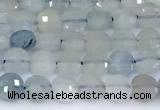 CCB1137 15 inches 4mm faceted coin aquamarine beads