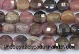 CCB1148 15 inches 4mm faceted coin tourmaline beads