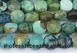 CCB1152 15 inches 4mm faceted coin turquoise beads