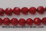 CCB121 15.5 inches 5mm faceted round red coral beads wholesale