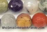 CCB1232 15 inches 10mm faceted round mixed gemstone beads