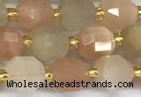 CCB1245 15 inches 7*8mm faceted moonstone gemstone beads