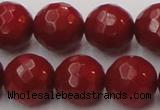 CCB125 15.5 inches 10mm faceted round red coral beads wholesale