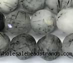 CCB1273 15 inches 10mm faceted black rutilated quartz beads